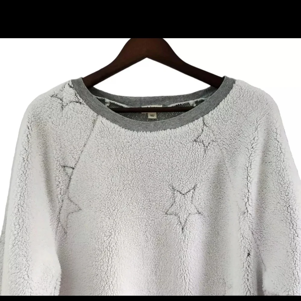 Dylan by True Grit Sherpa Snow Star Crew Sweater Winter White Women Size Small - Picture 2 of 6